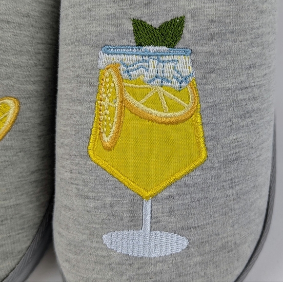Slipper Limoncello Spritz Embroidered Jersey Knit Slip On Grey M (6.5-7.5) NWT - Picture 3 of 11